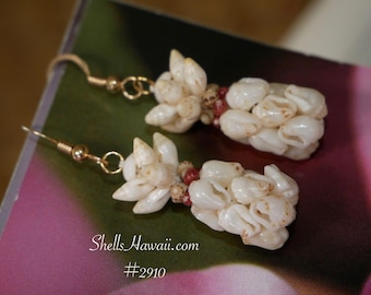 1 1/4" Hawaiian Pineapple Style Shell Earrings #2910