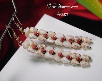2" Niihau shell earrings/Heleconia style! #2571