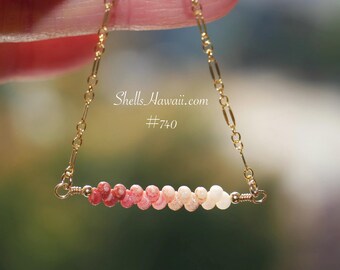 16 1/4" Genuine Kahelelani Shell Bar Necklace, Hawaiian Gift for Her #740