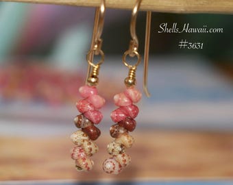 3/4" Mini Niihau Shell Earrings Gift Kahelelani Dainty Drop #3631