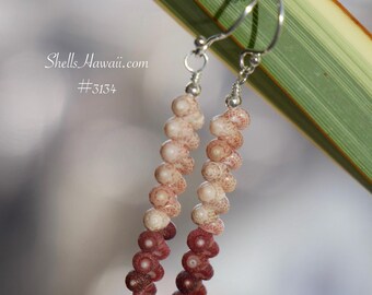 1 1/4" Burgundy and Light Natural Brown Kahelelani Shell Earrings #3134