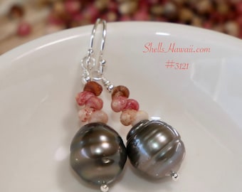 1" Kahelelani Shell & Tahitian Pearl Drop Earrings #3121