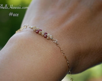 6 1/4" Minimalist Kahelelani Shell Bracelet #601