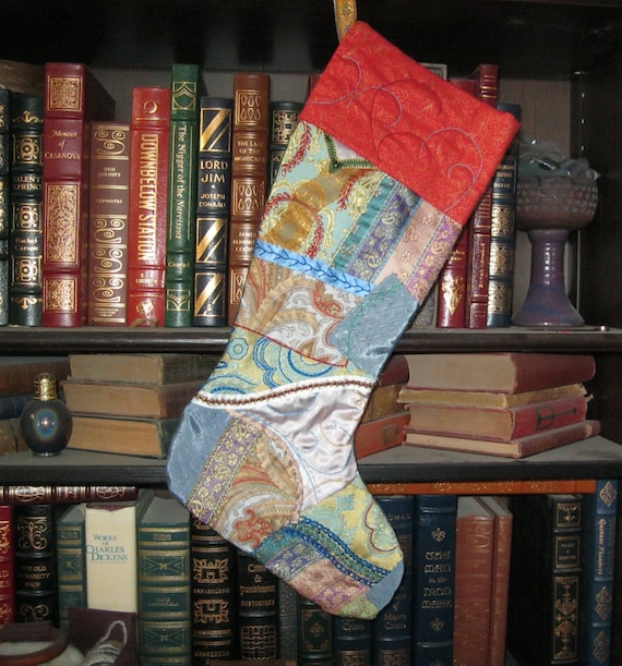 Crazy Quilt Christmas Stocking Hand Embroidered and Quilted Etsy Canada