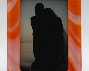 Orange and white 5X7 picture frame