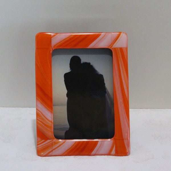 Orange and white 5X7 picture frame