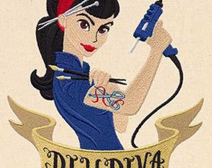 DIY Diva Pinup Rosie Rivetter Glue Gun Tattoo Dice Bag or Pouch