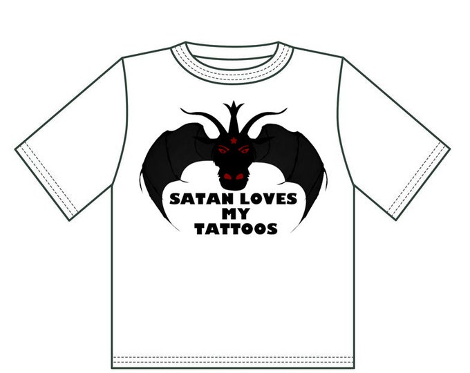 Satan Loves My Tattoos Satan Tattoo T-shirt Decal Sticker Tote Bag