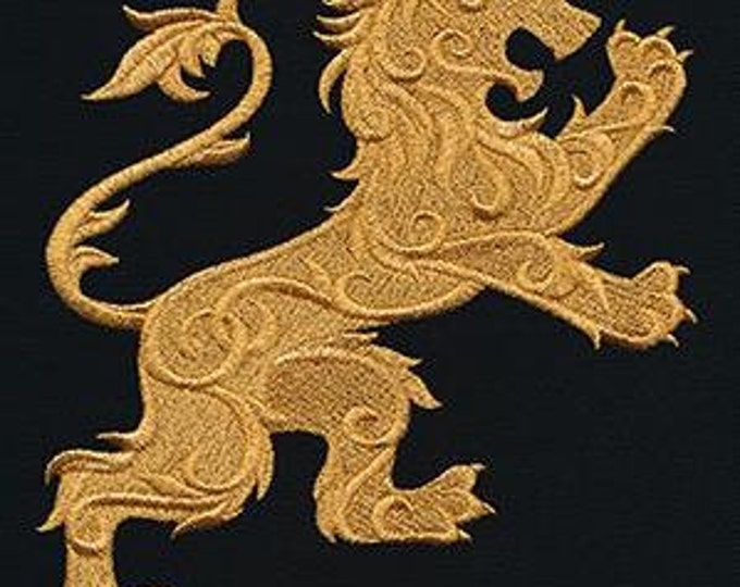 Gilded Royal Gold Lion Drawstring Embroidered Dice Bag or Pouch