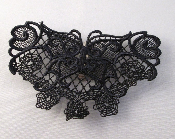 Black lace gothic butterfly pin
