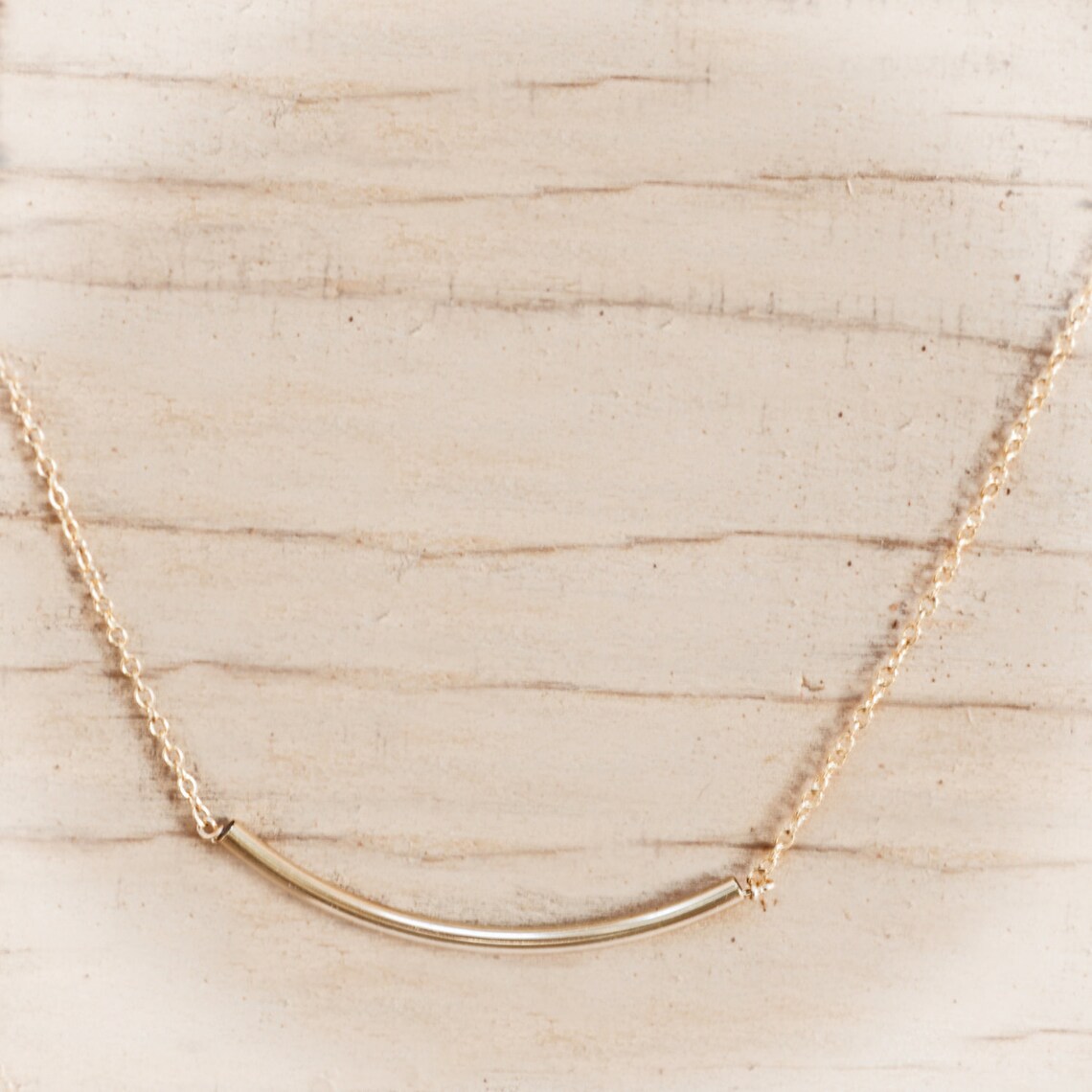 Gold Curved Tube Necklace 14K Gold Filled Necklace Layering Etsy