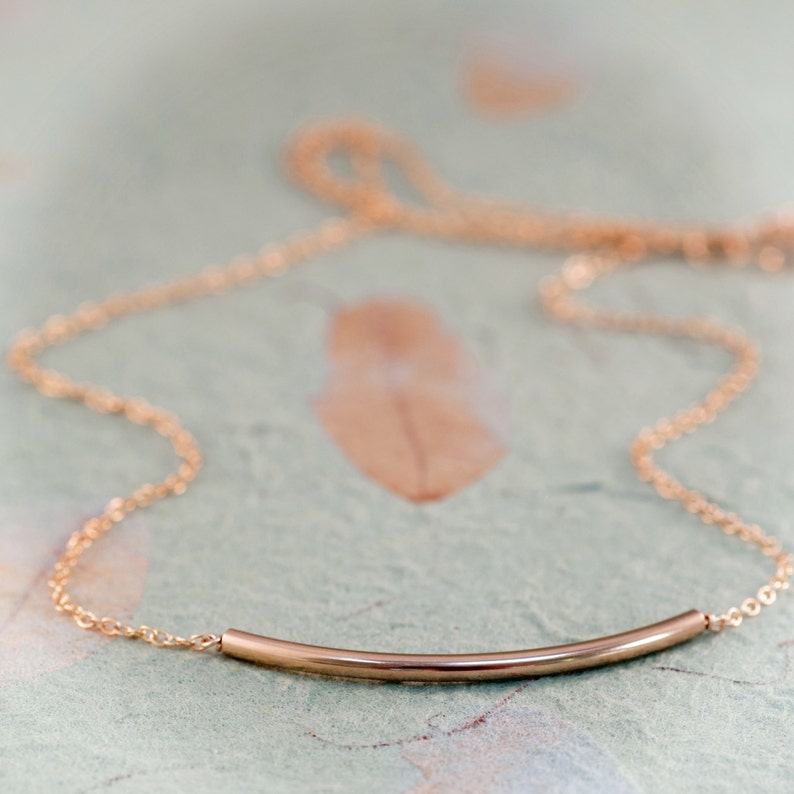 Gold Curved Tube Necklace 14K Gold Filled Necklace Layering Etsy