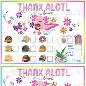 ABC Girl Scout Cookie Order Thank You Printable ABC Baker Cookies Form 2024 Axolotl mascot