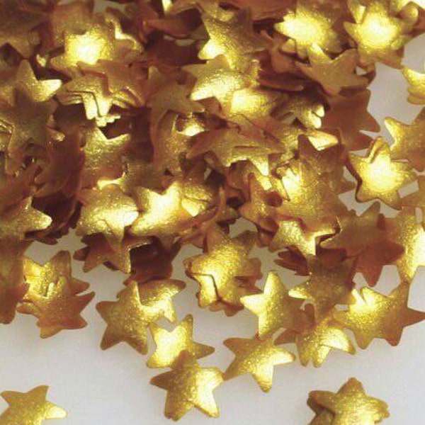 Gold Stars Edible Glitter - metallic gold shimmer stars sprinkles for cupcakes, cookies, cakes