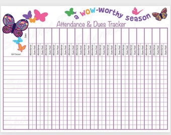 Printable Girl Scout Attendance Sheet - Etsy