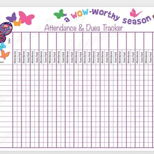Girl Scout Attendance Sheets Editable Printable - Etsy