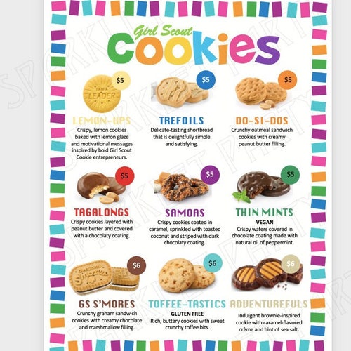 LBB Girl Scout Cookie Booth Menu Price Sheet Printable Little Etsy
