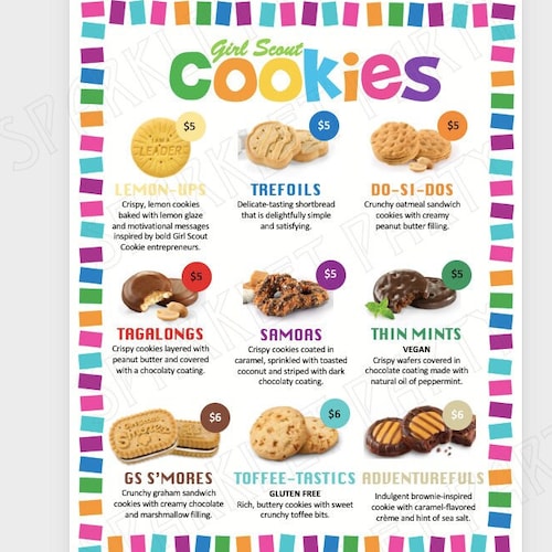 LBB Girl Scout Cookie Booth Menu Price Sheet Printable Little Etsy