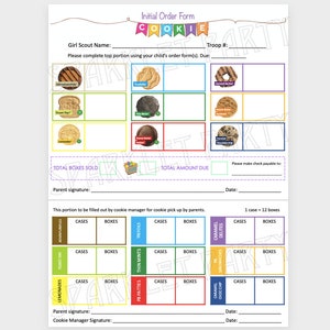 ABC Girl Scout Cookies Initial Order Parent Form Printable Baker Cookie Form 2024