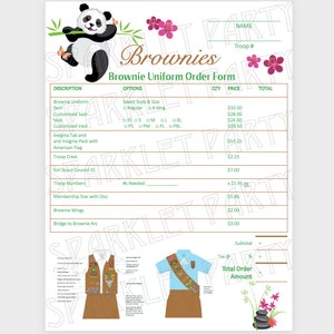 Printable Girl Scout Brownie Uniform Order Form