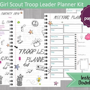 Girl Scouts Troop Leader Planner Tool Kit Binder Year Meeting Planner Printable Instant Download