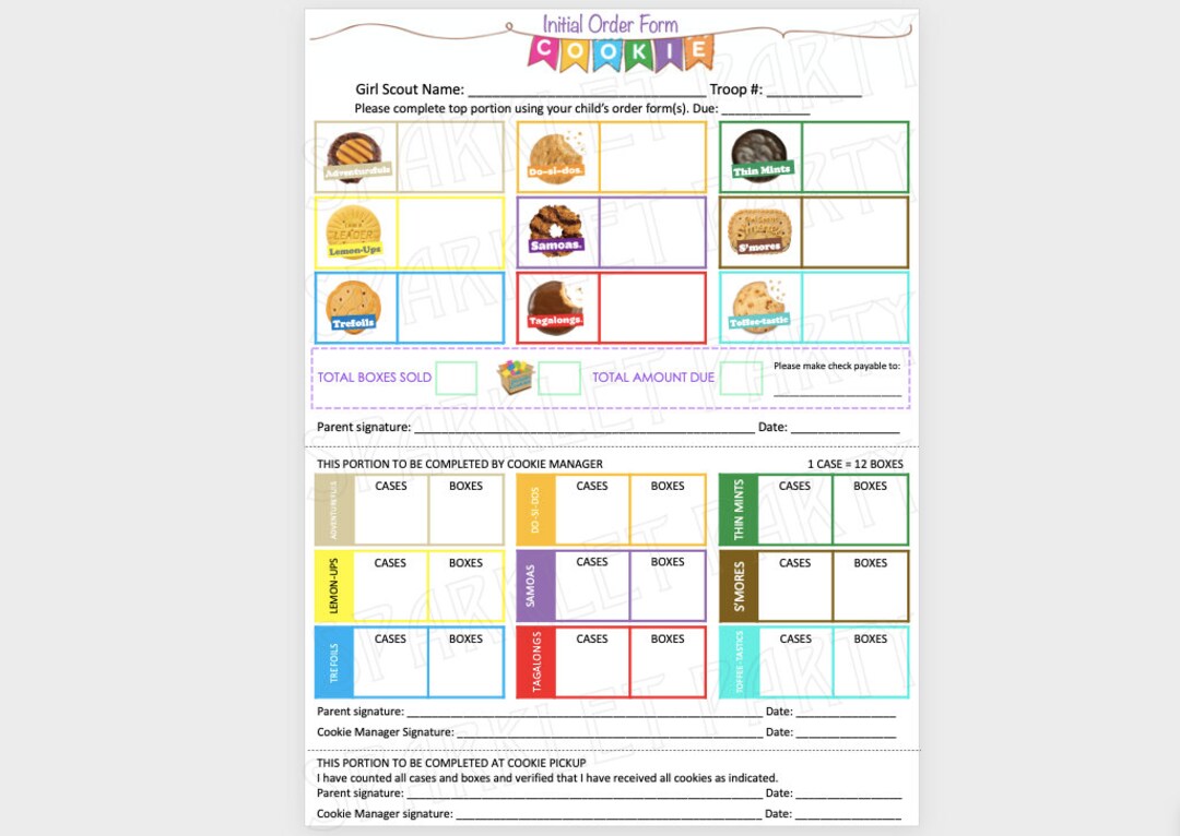 LBB Girl Scout Cookies Initial Order Parent Form Printable Little ...