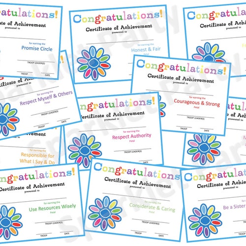 Daisy Girl Scouts Petal Award Certificate Printable Instant - Etsy