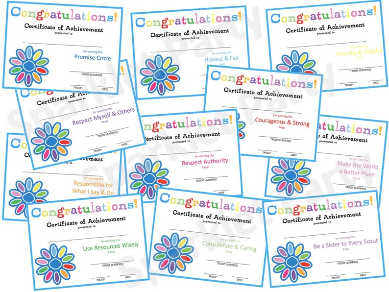 Daisy Girl Scouts Petal Award Certificate Printable Instant | Etsy