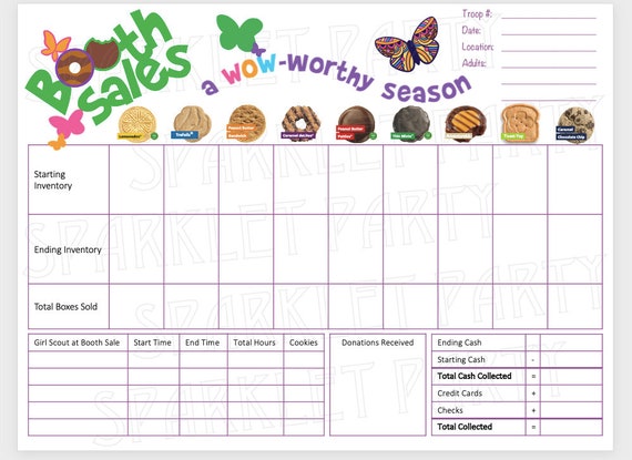 ABC Girl Scout Cookie Booth Tally Cookies Count Sheet Printable Smart Baker  2022 Adventurefuls Trefoils (Download Now) 