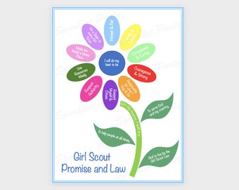 Girl Scout Promise and Law Daisy Flower Printable