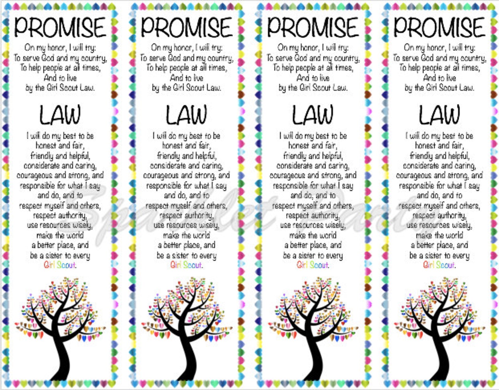 Girl Scout Promise And Law Bookmark Printable Etsy Girl Scout Promise And Law Bookmark Printable Etsy