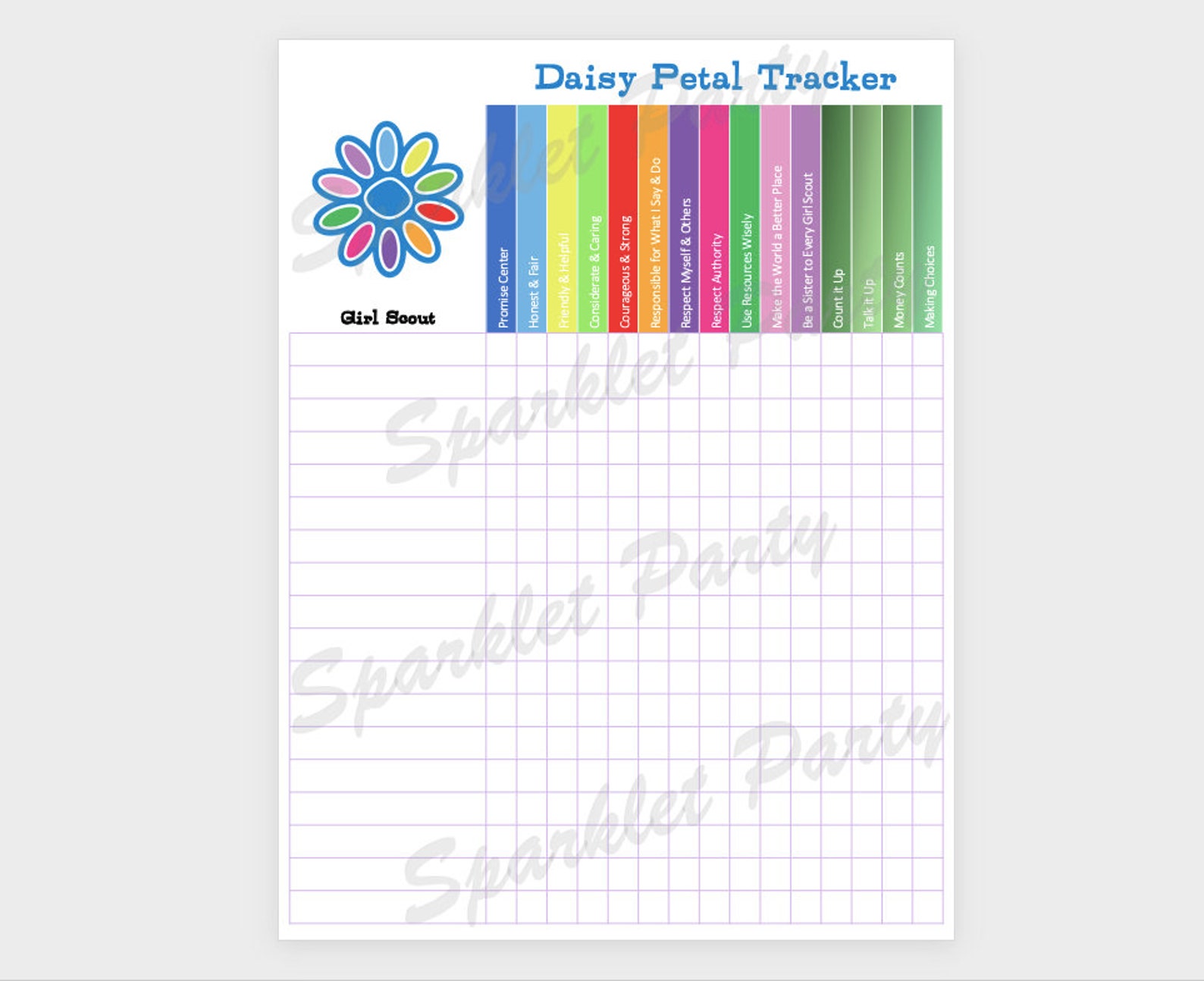 Daisy Girl Scout Petal & Leaf Badge Tracker Printable Instant Etsy