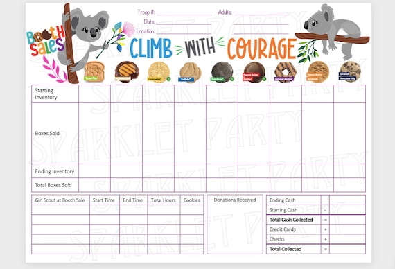 ABC Girl Scout Cookies Booth Tally Count Sheet Printable Smart Baker /  Different Prices and Blank Sheet Included 2022 (Instant Download) 