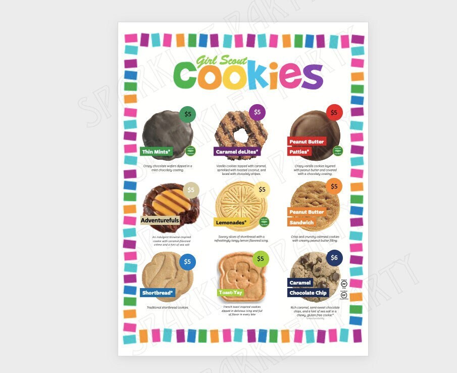 ABC Girl Scout Cookie Booth Menu Price Sheet Printable ABC Etsy