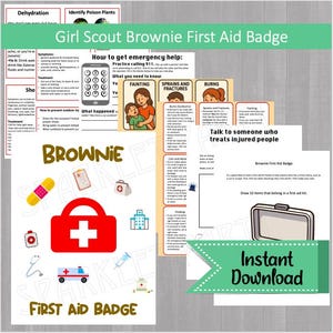 Girl Scout Brownie First Aid Badge Activities Worksheet Printable Troop Meeting Bundle
