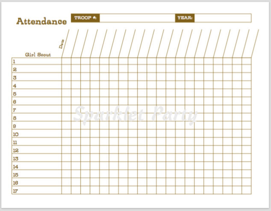 Printable Girl Scout Attendance Sheet (Download Now) - Etsy