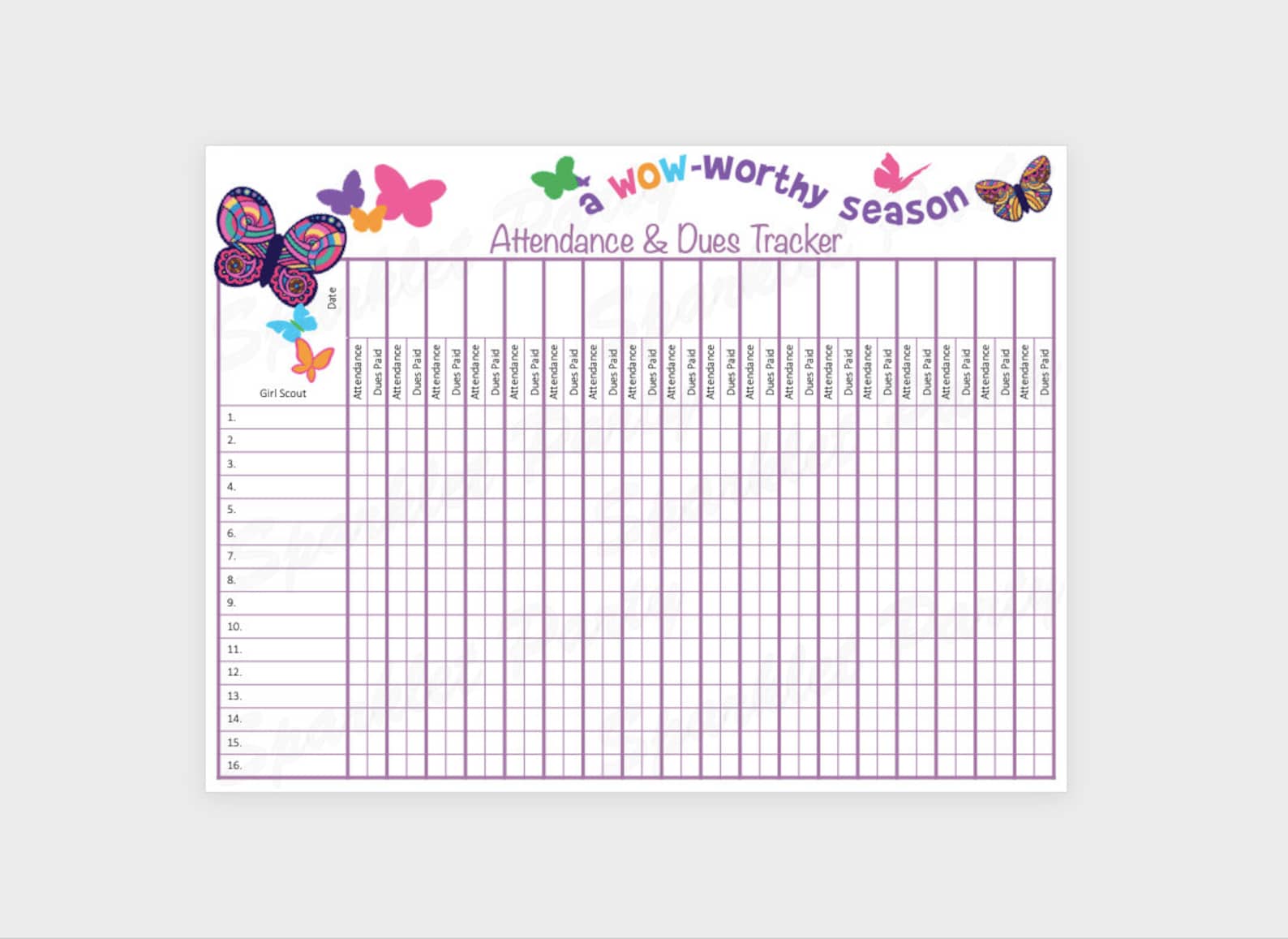 girl-scout-attendance-sheet-with-dues-column-tracker-printable-etsy