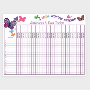 Girl Scout Attendance Sheet With Dues Column Tracker Printable - Etsy