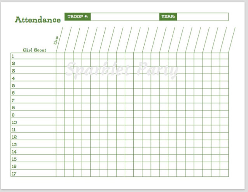 Printable Girl Scout Attendance Sheet - Etsy Canada
