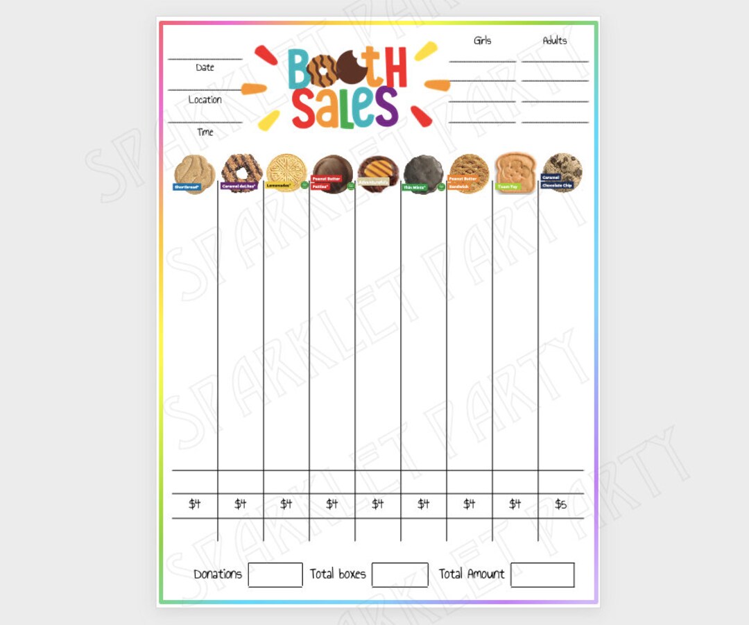 ABC Girl Scout Cookie Booth Tally Count Sheet Printable Smart Baker ...