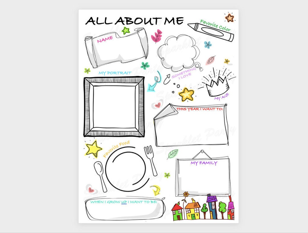 All About Me Worksheet Printable Sheet Etsy