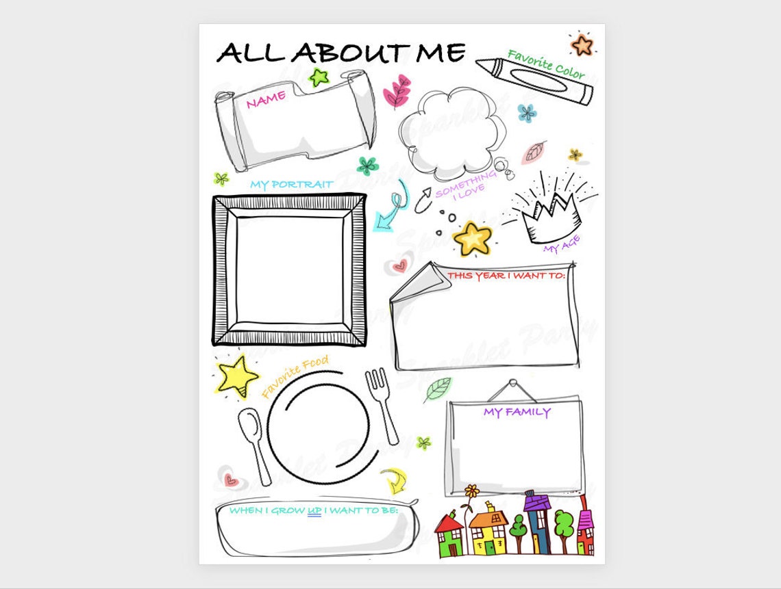 All About Me Worksheet Printable Sheet Etsy All About Me Worksheet Printable Sheet Etsy