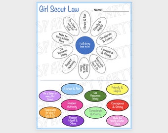 Girl Scout Daisy Law Flower Cut and Paste Printable Instant Download