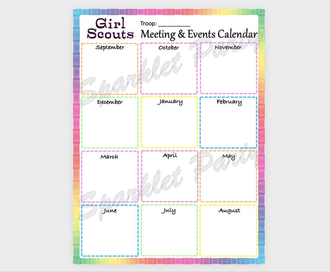 Girl Scout Year Planner Printable Troop Meeting Planning Events ...