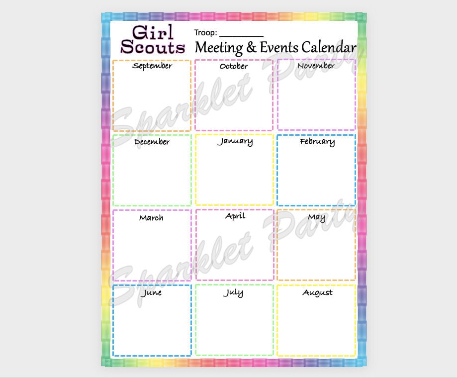 Girl Scout Year Planner Printable Troop Meeting Planning Events Calendar  Sheet - Etsy