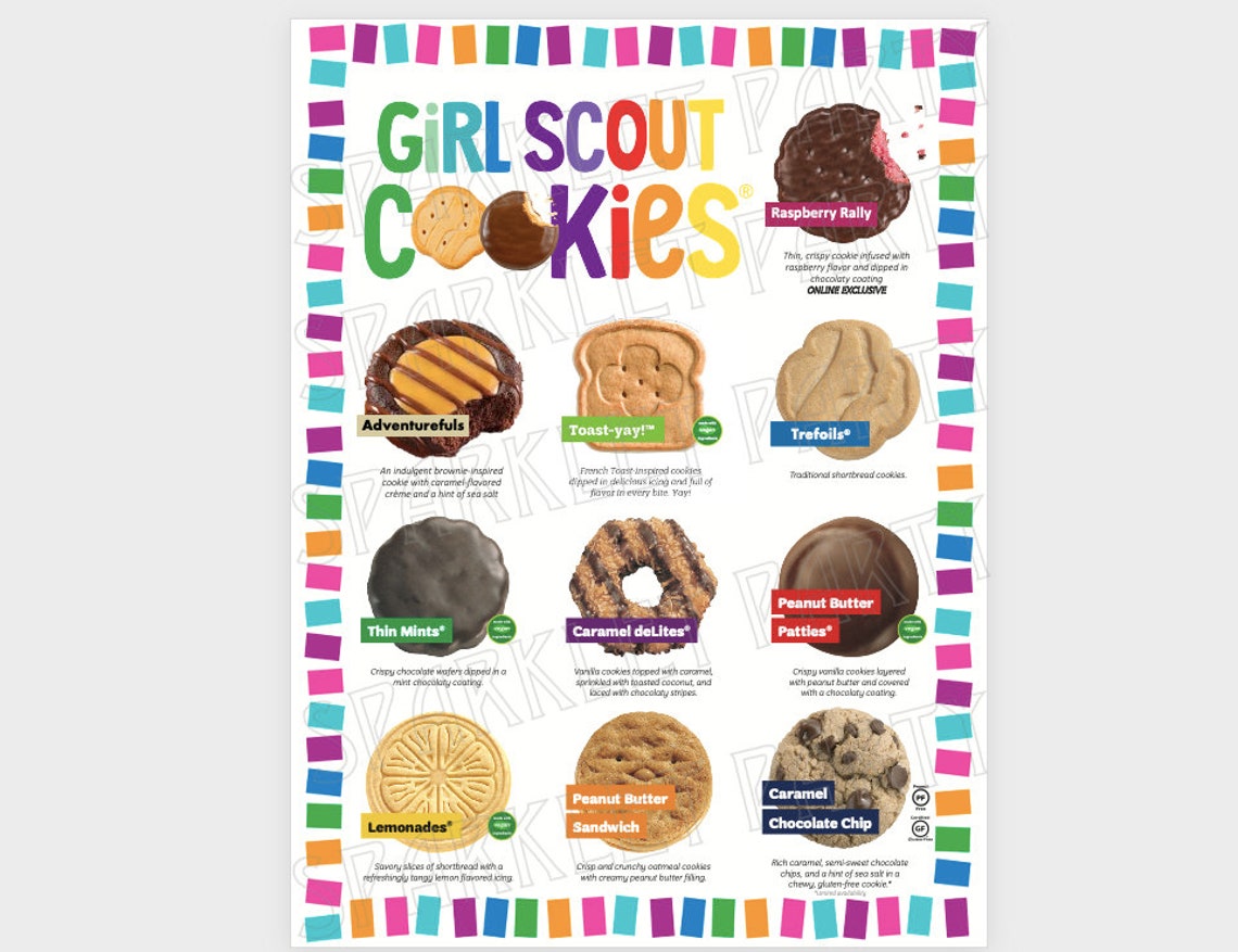 ABC Girl Scout Cookie Booth Menu Printable ABC Bakers Cookies Etsy