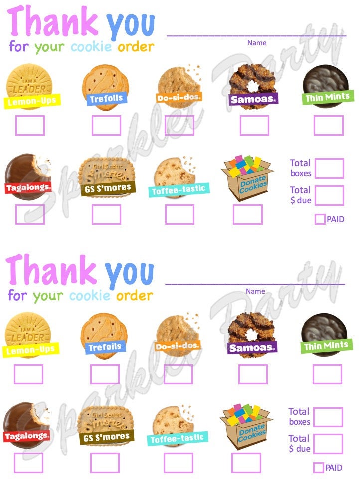 LBB Girl Scout Cookie Order Thank You Printable Little Brownie | Etsy