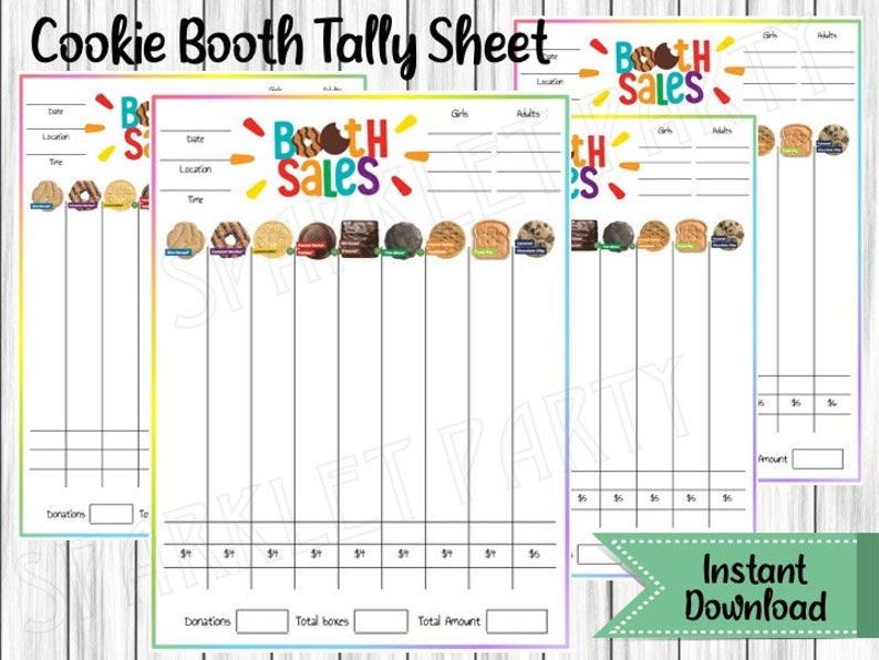 ABC Girl Scout Cookie Booth Tally Count Sheet Printable Smart | Etsy