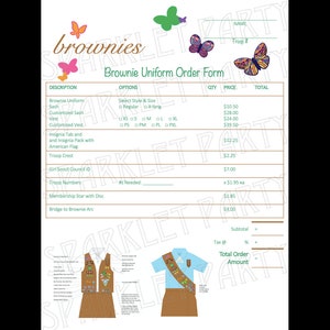 Printable Girl Scout Brownie Uniform Order Form - Etsy