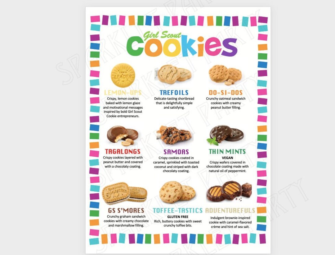 ABC Girl Scout Cookies Booth Tally Count Sheet Printable Smart Baker /  Different Prices and Blank Sheet Included 2022 (Instant Download) 